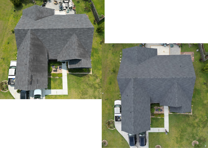 before nad after pictures of a roof replacement 