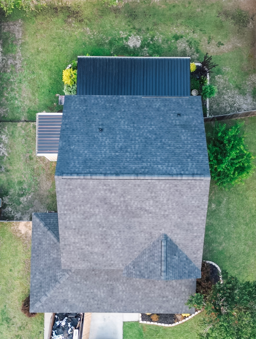 aerial view of roof replacement in guyton georgia